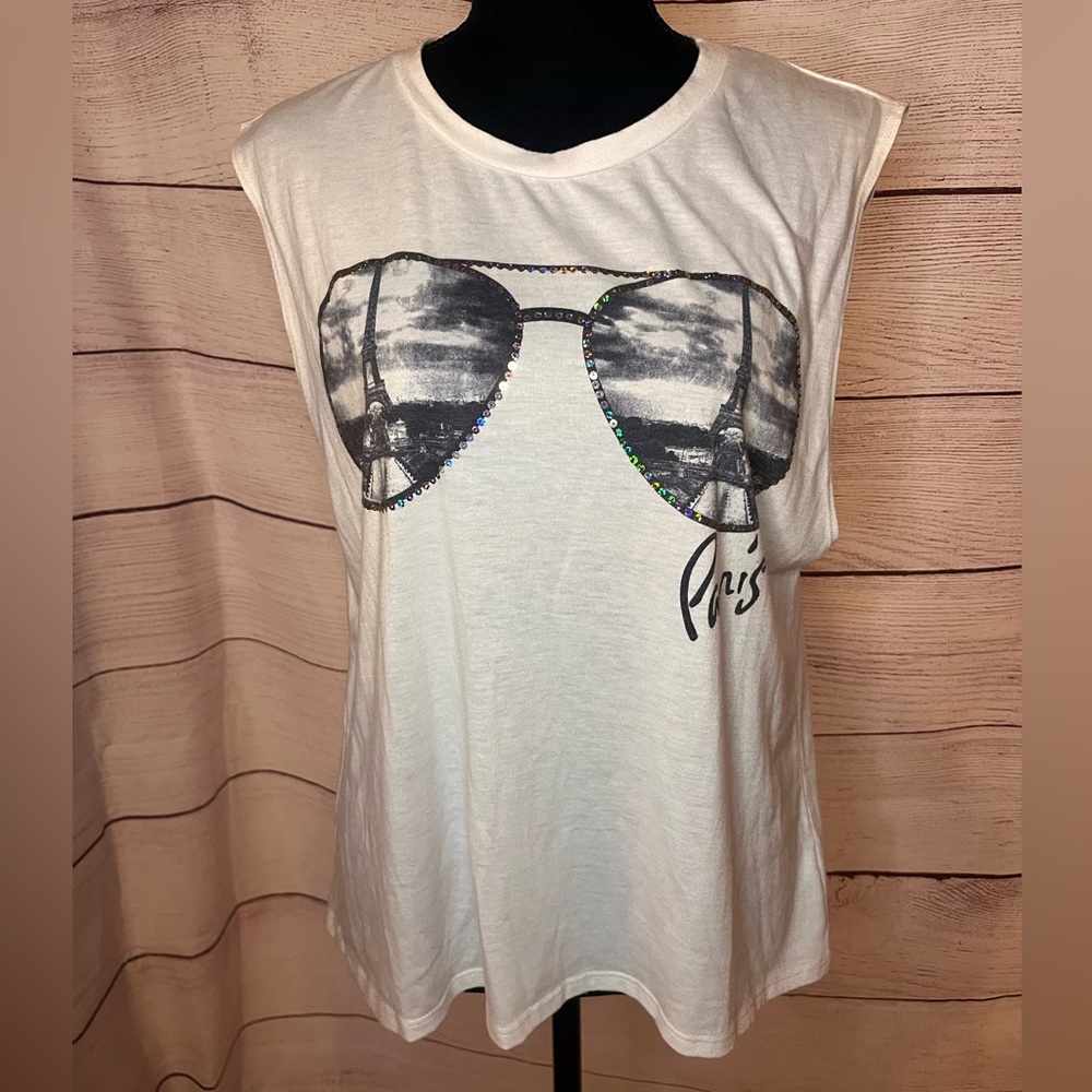 LIKE NEW Paris Printed tank top